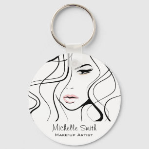 Minimalist Black and White Elegant Feminine Makeup Key Ring