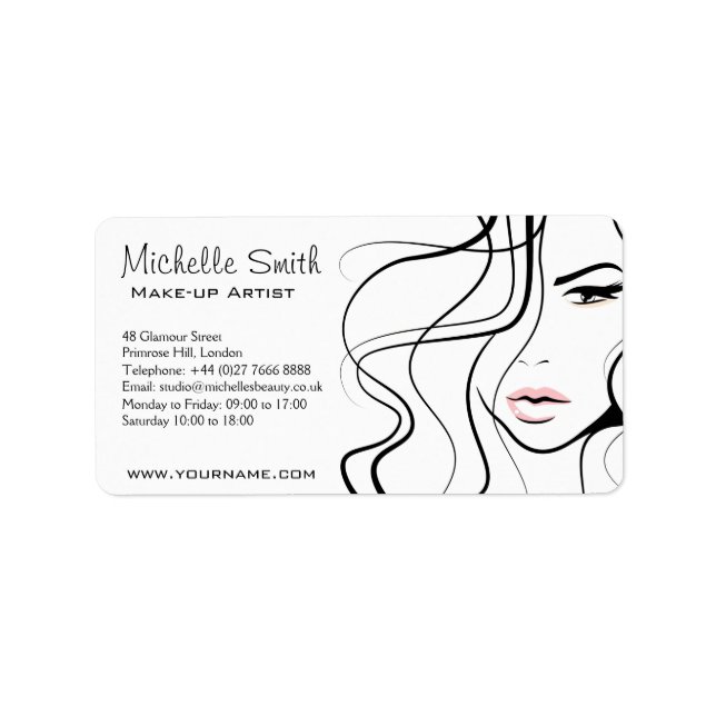Minimalist Black and White Elegant Feminine Makeup Label (Front)