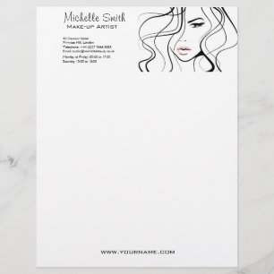 Minimalist Black and White Elegant Feminine Makeup Personalized Letterhead