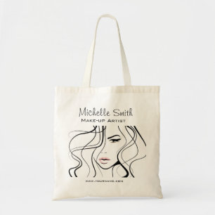 Minimalist Black and White Elegant Feminine Makeup Tote Bag