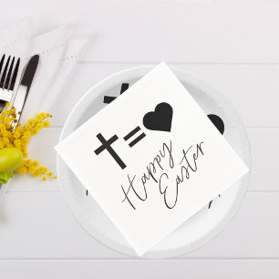 Minimalist Black and White Elegant Happy Easter Napkin