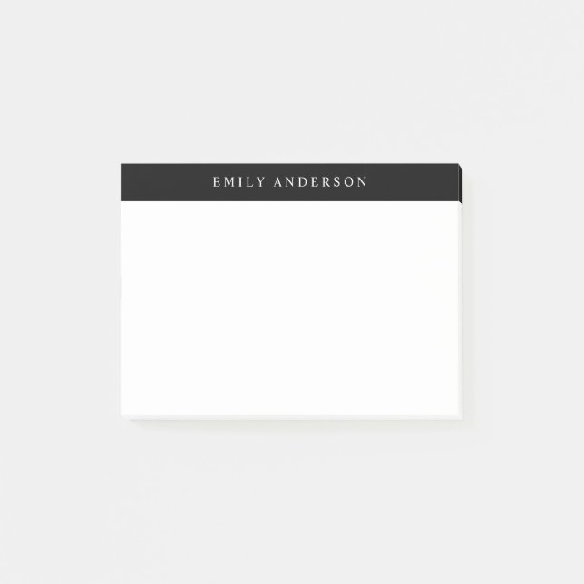 Minimalist Black and White Elegant Monogram Post-it Notes (Front)