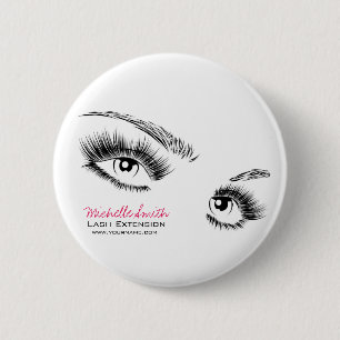 Minimalist Black and White Eyelashes Chic Makeup 6 Cm Round Badge