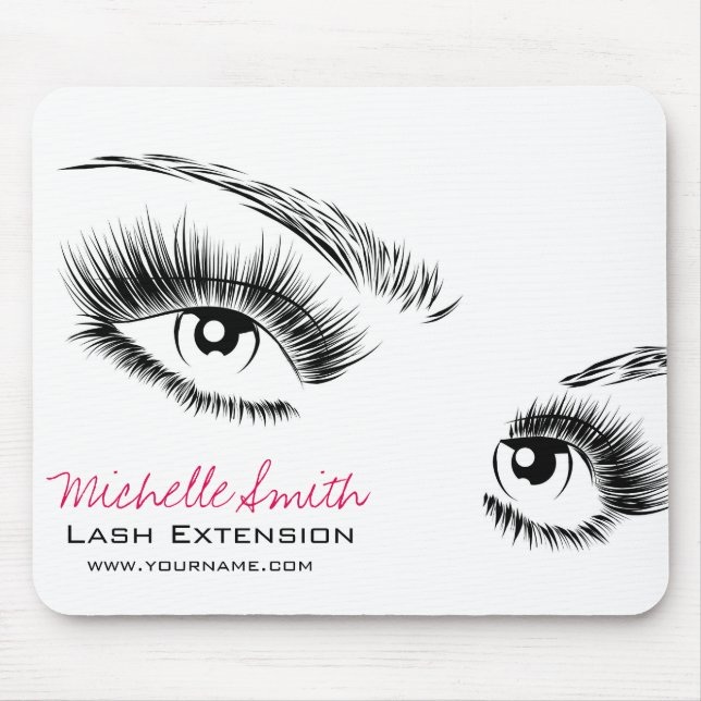 Minimalist Black and White Eyelashes Chic Makeup Mouse Mat (Front)