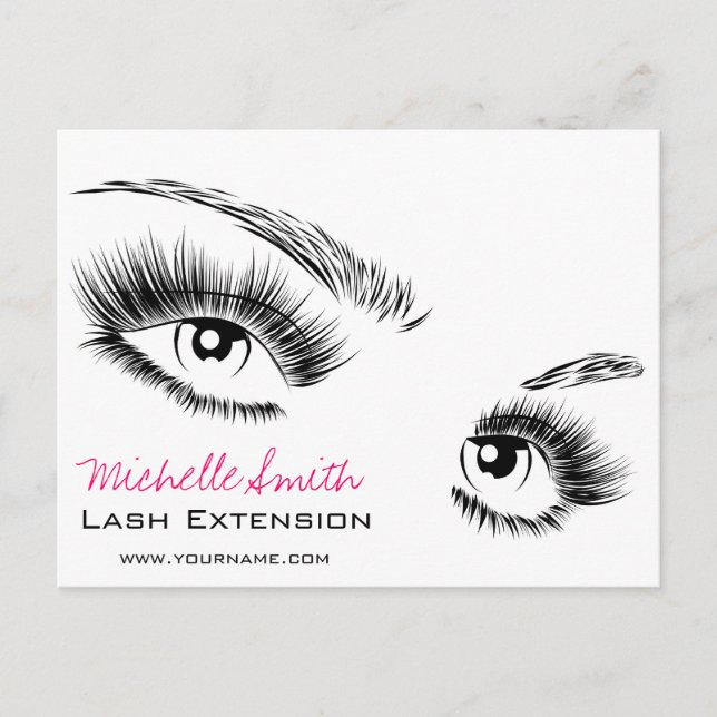 Minimalist Black and White Eyelashes Chic Makeup Postcard (Front)