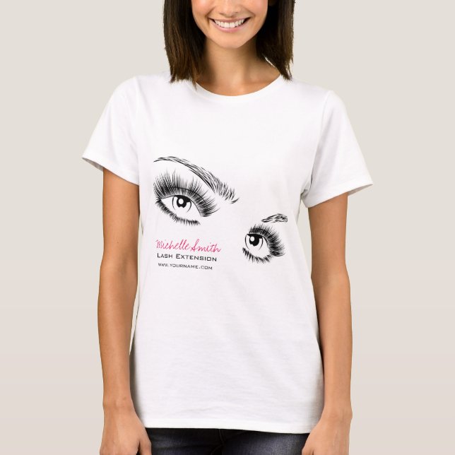 Minimalist Black and White Eyelashes Chic Makeup T-Shirt (Front)