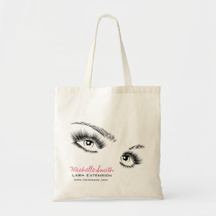 Minimalist Black and White Eyelashes Chic Makeup Tote Bag