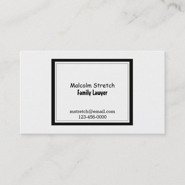 Minimalist Black and White Family Lawyer Business Card (Front)