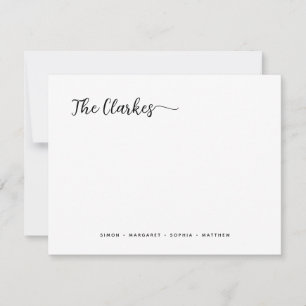 Minimalist Black and White Family Stationery  Card