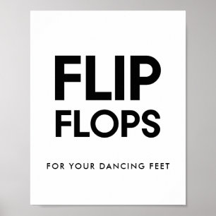 Minimalist Black and white Flip flops wedding sign