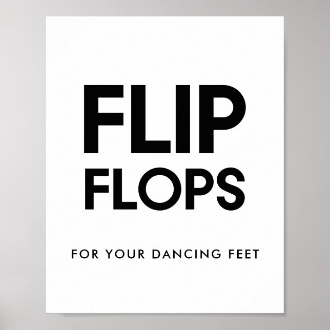 Minimalist Black and white Flip flops wedding sign (Front)