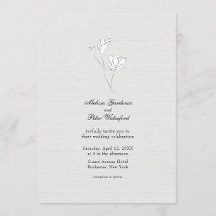 Minimalist Black and White Flower Sketch Wedding Invitation