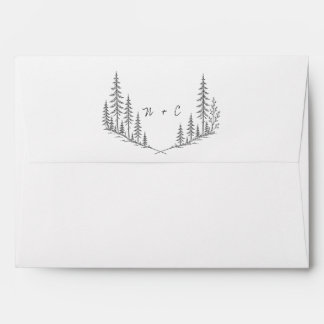 Minimalist Black and White Forest Line Art   Envelope
