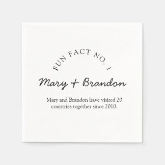 Minimalist Black and White Fun Fact Wedding Napkin