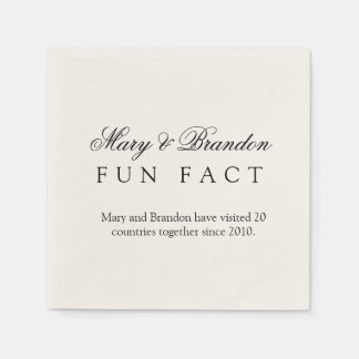 Minimalist Black and White Fun Fact Wedding Napkin