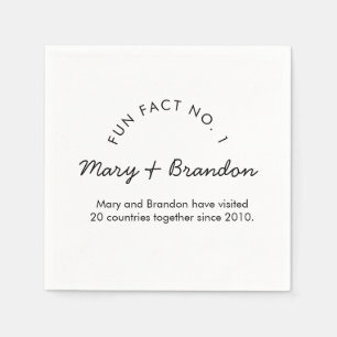 Minimalist Black and White Fun Fact Wedding Napkin