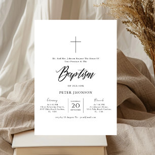 Minimalist Black and White Gender Neutral Baptism Invitation