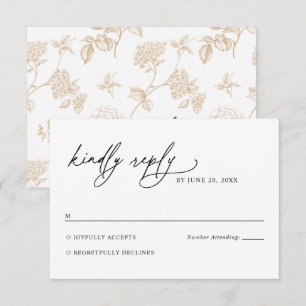Minimalist Black and White Gold Wedding RSVP Card