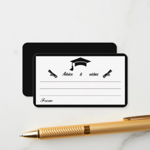 Minimalist Black And White Graduation Advice Enclosure Card