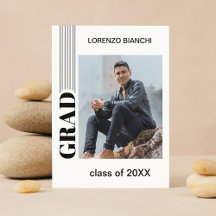 Minimalist Black And White Graduation Announcement