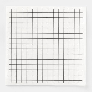 Minimalist Black And White Grid Napkin