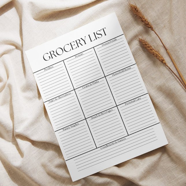 Minimalist Black and White Grocery List Notepad (Creator Uploaded)