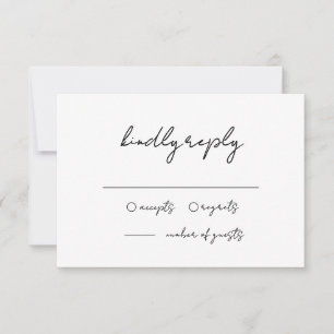 Minimalist Black and White Handwritten Wedding RSVP Card