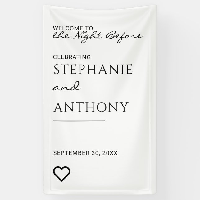 Minimalist Black And White Heart Modern Rehearsal  Banner (Vertical)