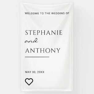 Minimalist Black And White Heart Modern Wedding  Banner