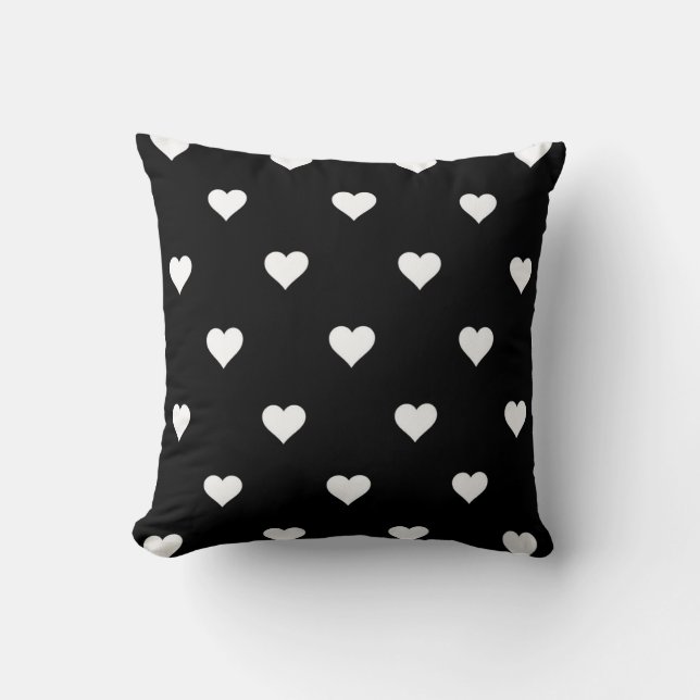 Minimalist Black and White Heart Pattern  Cushion (Front)