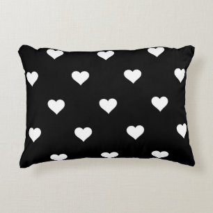 Minimalist Black and White Heart Pattern Decorative Cushion