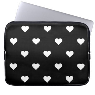 Minimalist Black and White Heart Pattern  Laptop Sleeve
