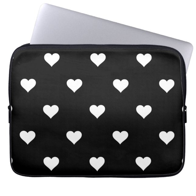 Minimalist Black and White Heart Pattern  Laptop Sleeve (Front)