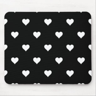 Minimalist Black and White Heart Pattern Mouse Mat