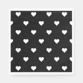 Minimalist Black and White Heart Pattern Napkin