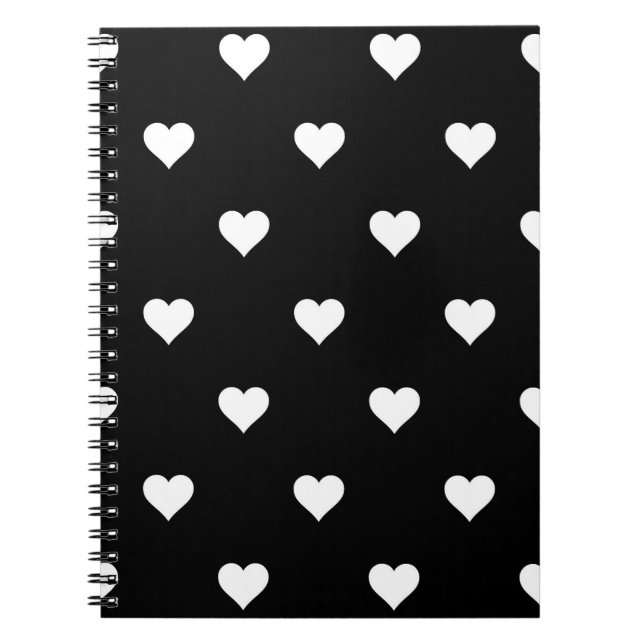 Minimalist Black and White Heart Pattern Notebook (Front)