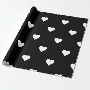 Minimalist Black and White Heart Pattern Wrapping Paper