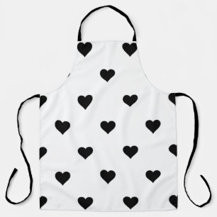 Minimalist Black and White Heart Romantic Gift Apron