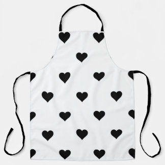Minimalist Black and White Heart Romantic Gift  Apron