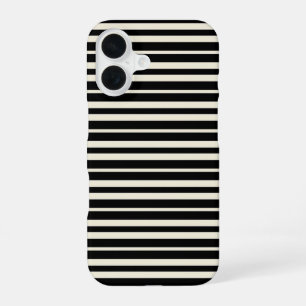 Minimalist Black and White Horizontal Striped iPhone 16 Case