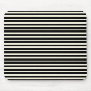 Minimalist Black and White Horizontal Striped Mouse Mat