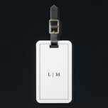 Minimalist Black and White Initial Simple Monogram Luggage Tag<br><div class="desc">Simple luggage tag featuring a modern yet elegant design with your two letter monogram surrounded by a border in classic black and white.  The backside has your contact information. This chic and stylish luggage tag is great for the minimalist traveller.</div>