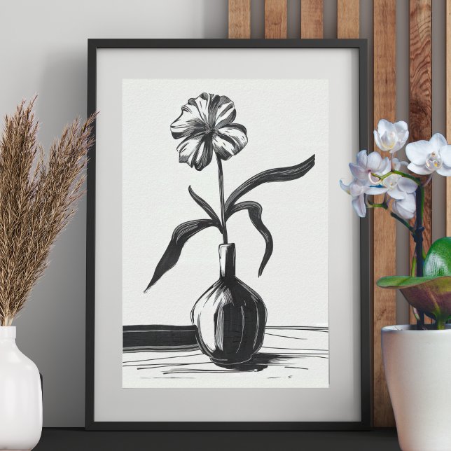 Minimalist Black and White Ink Flower Poster (Creator Uploaded)