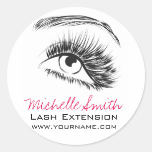Minimalist Black and White Lash Extension Makeup Classic Round Sticker
