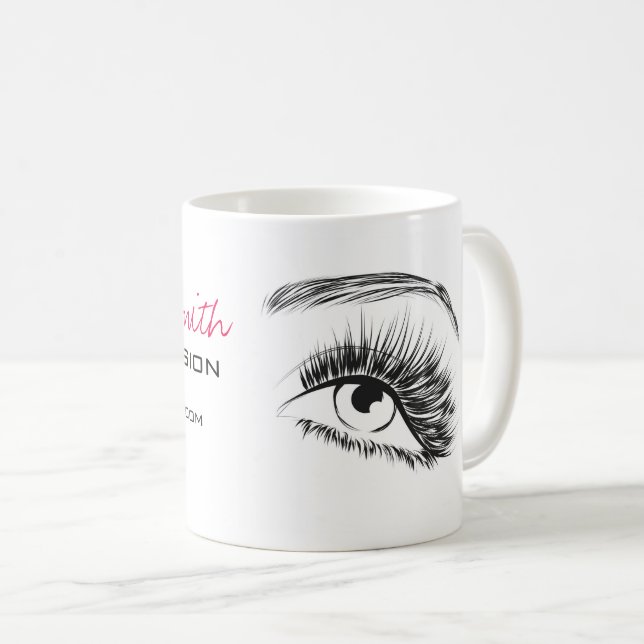 Minimalist Black and White Lash Extension Makeup Coffee Mug (Front Right)