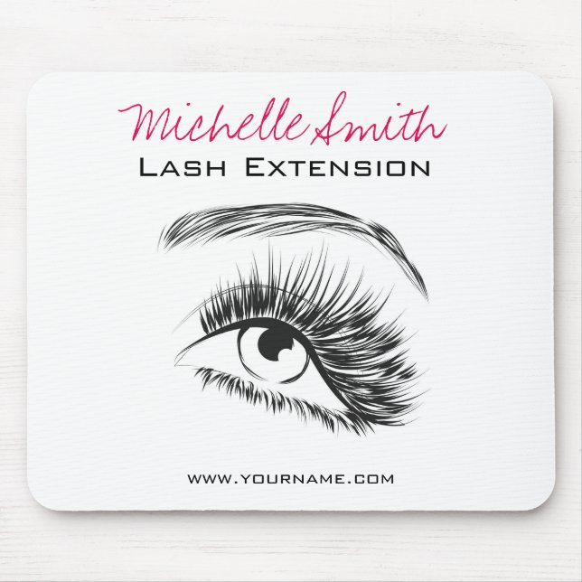 Minimalist Black and White Lash Extension Makeup Mouse Mat (Front)