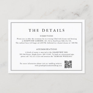 Minimalist Black and White Leaf  Wedding Details Enclosure Card