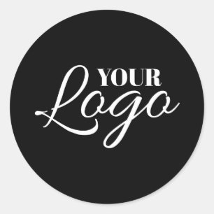 Minimalist Black and White Logo Classic Round Sticker