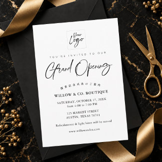Minimalist Black and White Logo Grand Opening Invitation