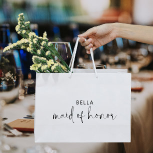 Minimalist Black And White Maid Of Honour Large Gift Bag